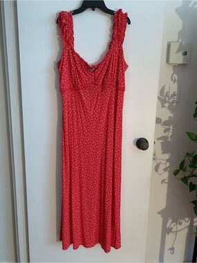 George , Women's long summer dress Red Sleeveless Maxi Dress with Smocked Straps